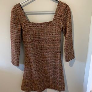 Free People Woven Square Neck Side Zip Mini Dress